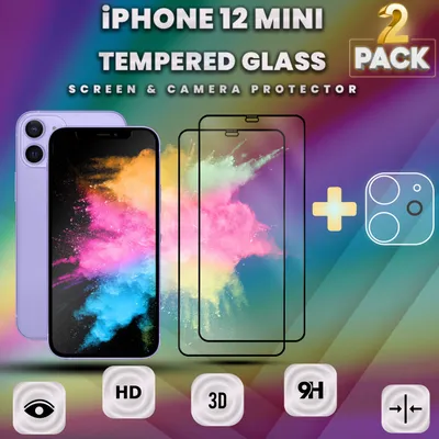 Zdjęcie produktu dla 2-częściowa osłona ekranu i obiektywu iPhone'a 12 MINI wykonana ze szkła hartowanego 9H