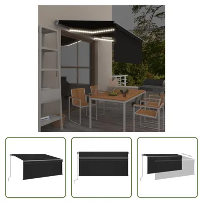 Produktbild von The Living Store Markise Manuell Einziehbar mit Rollo & LED 3x2,5 m Anthrazit