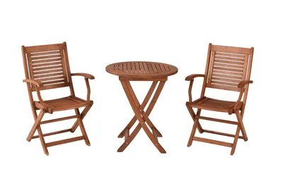 Produktbild von Merxx Gartenmöbel Set Cordoba 3tlg., 2 Klappsessel, 1 Klapptisch Ø 65 cm - Eukalyptus