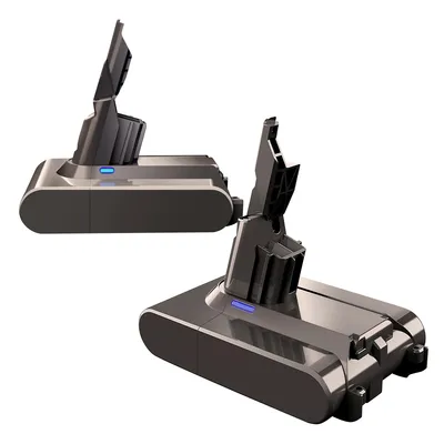 Two vacuum cleaner batteries are shown against a white background.