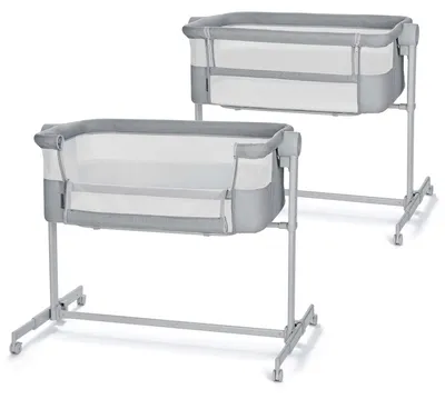 Produktbild von Babywiege Beistellbett - 2-in-1 - Stahl - Grau mit Matratze