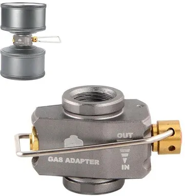 Immagine prodotto di Adattatore per bombole di gas per fornelli da campeggio - Compatto - Ideale per cucinare in tenda - Consumo di gas - Funzione di ventilazione