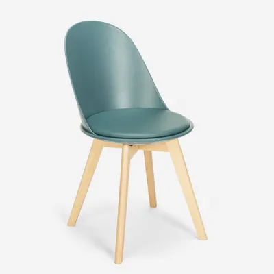 Immagine prodotto di Sedia in legno di design scandinavo con cuscino per cucina sala da pranzo Bib Nordica - Verde scuro
