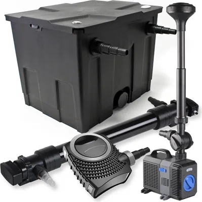 Image de SunSun Kit complet: CBF-350 Filtre de bassin jusqu'à 12000L Biologique, NEO10000 pompe de filtration 10000l/h 80W, CUV-672Lampe uv UVC Clarificateur avec 72W, CTP-5003 Pompe pour fontaine 5000l/h 30W