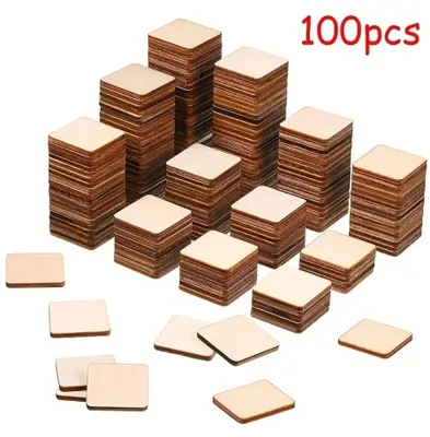 Zdjęcie produktu dla Drewniane elementy do rękodzieła, 100 sztuk, nie nadrukowane, idealne do projektów DIY, zaokrąglone krawędzie, grubość 2 mm