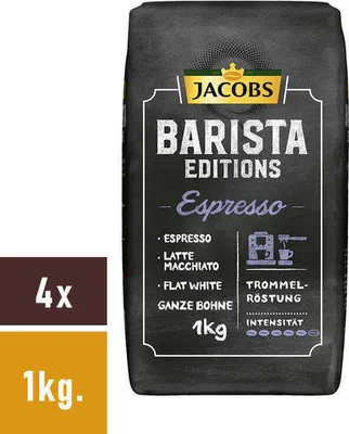 Zdjęcie produktu dla Jacobs Barista Editions Espresso, kawa ziarnista, całe ziarna, kawa palona, kawa ziarnista, 4 x 1000 g