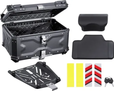 Obrázek produktu pro Top Case Univerzální kufr na motorku - Brašna na motorku o objemu 65 l - Hliníkový horní box - Univerzální úložný  pro motorky