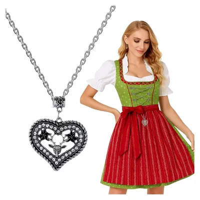 Produktbild von Dirndl-Schürzenband-Kette 150 cm mit Hirschkopf-Anhänger, Damen-Trachtenaccessoires für traditionelle Anlässe