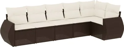Produktbild von vidaXL 6-tlg. Garten-Sofagarnitur mit Kissen Braun Poly Rattan