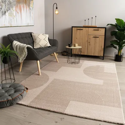 Produktbild von TT Home Wohnzimmer Teppich Kurzflor Modern Abstraktes Geometrisches Design Weich Größe 240x340 cm