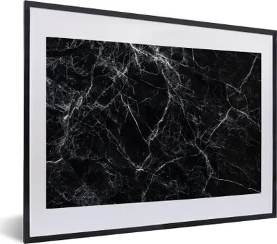 Produktbild von MuchoWow® MuchoWow® Gerahmtes Poster Marmor - Stein - Linie - Marmoroptik - Schwarz - Luxus 60x40 cm - Poster mit zchwarzem Bilderrahmen - Schlafzimmer - Plakat in Rahmen - Drucken