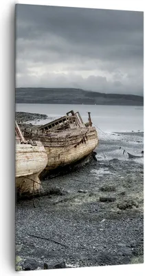 Produktbild von Bild auf Leinwand - Leinwandbild - Boot Wrack Ufer - 65x120cm - Wand Bild - Wanddeko - Wandbilder - Leinwanddruck - Bilder - Kunstdruck - Wanddekoration - Leinwand bilder - Wandkunst - PA65x120-3810
