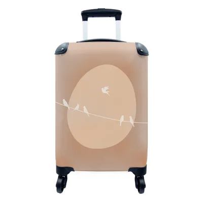 Produktbild von MuchoWow® Koffer Handgepäck Trolley Rollkoffer Kleine Reisekoffer mit 4 Rollen - Pastell - Minimalismus - Vögel - Cabin Size < 55x40x23 cm & 55x40x20 cm - Fotokoffer - Kabinenkoffer - Boardgepäck - Reise-Box - Reisekoffer - Reisegepäck - Koffer mit Bild - Trolley für Kinder