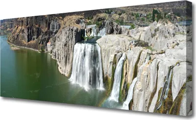 Produktbild von Tulup Leinwand-Bilder 125x50 Wandbild Canvas Kunstdruck Gebirge Wasserfall Landschaft
