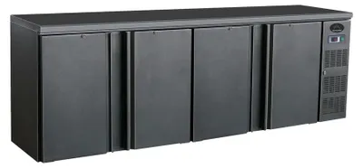 Produktbild von Gastro Barkühler | Barkühlschrank | Flaschenkühltisch | Schwarz | 4 Türen | 698 Liter | 0 bis +10 °C