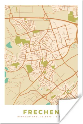 Produktbild von MuchoWow® Poster Frechen - Karte - Jahrgang - Stadtplan - Wegbeschreibung 20x30 cm - Papierdruck