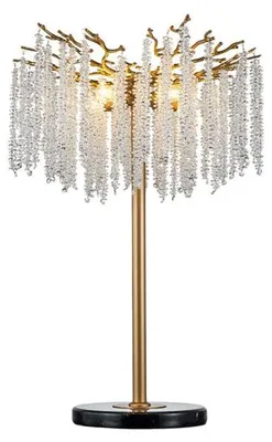 Image de Lampe de table cascade, 85 cm, dorée, en verre