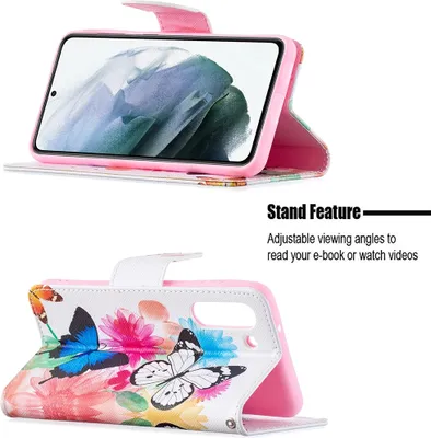 Produktbild von Für Samsung Galaxy S21 FE G990B Kunstleder Handy Tasche Book Motiv 6 Schutz Hülle Case Cover Etui Neu