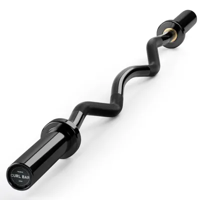 Productafbeelding van Gebogen curlstang - 120 cm - 28 mm handgreep - gelegeerd staal - zwart - voor armtraining