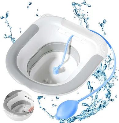 Produktbild von bedee Faltbare Sitzbadewanne, Bidet-Einsatz für Toilette, Blau, bei Hämorrhoiden & für Schwangere, aus PP & TPR, 39x35x12,5 cm, Tragfähigkeit über 90 kg