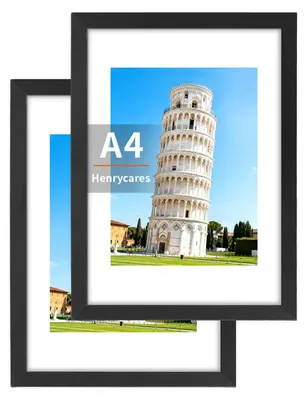 2er-Set Fotolisten A4, schwarz, 21x29,7 cm, mit Passepartout