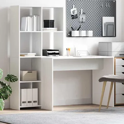 Zdjęcie produktu dla Biurko Biały 138.5 X 55 X 143 Cm Materiał Drewnopochodny Lumarko!