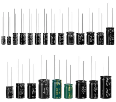 Elektrolytkondensatoren Set, 23 Werte, 300 Stück, 10µF-2200µF, 10-50V