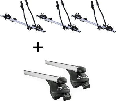 Produktbild von 3x Fahrradträger SAGITTAR + Alu Relingträger Quick kompatibel mit für Porsche Cayenne (PO536) (5 Türer) ab 2018 anliegende Reling