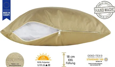 Produktbild von JACK 50x50cm Outdoor Lounge Kissen Dekokissen inkl. XXL-Füllung Wasserabweisend Sitzkissen Garten Stuhl Lotus Effekt, Farbe:Taupe