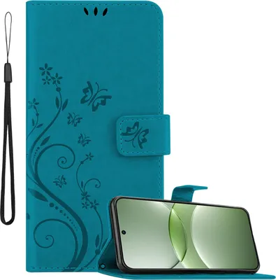 Produktbild von Cadorabo Hülle für Huawei Nova 13 Hülle in FLORAL BLAU Schutzhülle im Blumen Design mit Magnetverschluss, Standfunktion und Kartenfächern Book Case Cover