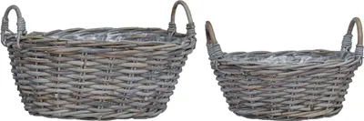 Immagine prodotto di vidaXL Cesto portavasi con contenitore 2 pezzi Grigio Lacak Rattan