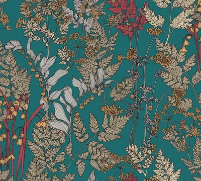 Produktbild von Architects Paper Blumentapete Floral Impression florale Tapete Vliestapete blau beige gelb rot schwarz 10,05 m x 0,53 m