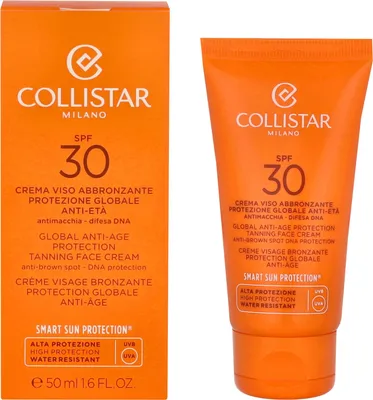 Produktbild von Collistar Global Anti-Age Protection Tanning Face Cream SPF30, Sonnenschutzcreme, Gesicht, Tube, Anti-Mitesser, Anti-Falten, Regenerierend, Glättend, Hautalterung, 50 ml