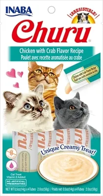 Productafbeelding van INABA Churu Kip met Krab Smaak - Kattenvoer (beloning) - 4 x 14 gram