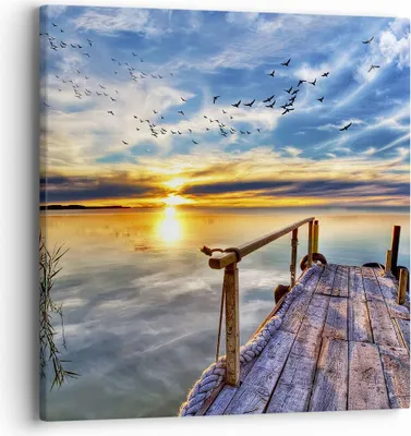 Produktbild von Bild auf Leinwand - Leinwandbild - See Brücke - 40x40cm - Wand Bild - Wanddeko - Wandbilder - Leinwanddruck - Bilder - Kunstdruck - Wanddekoration - Leinwand bilder - Wandkunst - AC40x40-3963