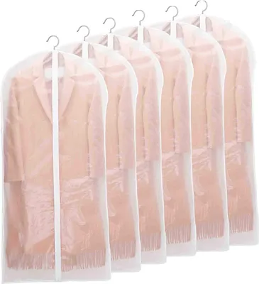 Image de Sacs à vêtements, [6 pièces] Housse à vêtements transparente, avec fermeture éclair, anti-poussière, antimites, pliable et lavable, pour ranger costume, robe, doudoune