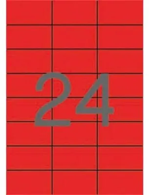 Etikety, 70x37 mm, farebné, APLI, červené, 2400 etikiet/bal
