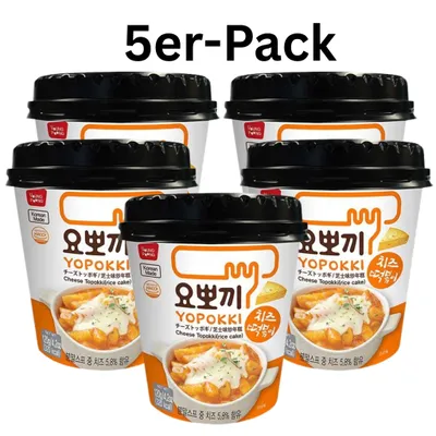 Produktbild von 5er-Pack YOPOKKI Reiskuchen Tteokbokki Topokki Käse Cup 120g