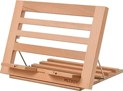 Produktbild von Meeden Holzbuchständer, Buchenständer 3 einstellbare Winkel faltbare Leserezept Musik -Laptop -Tablette - 34 x 24 cm