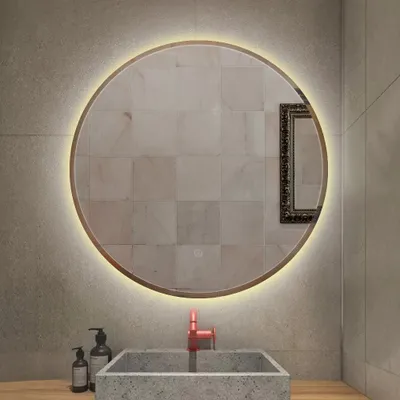 Produktbild von LED Badspiegel Rund 70cm Wandspiegel Badezimmerspiegel Anti-Fog für Badezimmer Schlafzimmer Make-Up （Warmweiß）