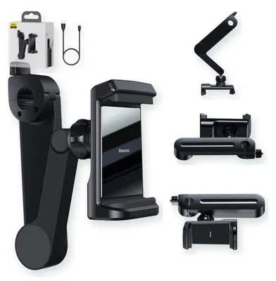 Image de Baseus Support De Téléphone Pour Appuie-Tête De Voiture Avec Chargeur Sans Fil Qi Intégré 15 W Noir (Wxhz-01)