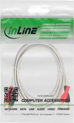 Produktbild von InLine Cinch Kabel, 2x Cinch, Stecker / Stecker, weiß / gold, 3m, Stecker, 2 x RCA, Stecker, 3 m, Weiß