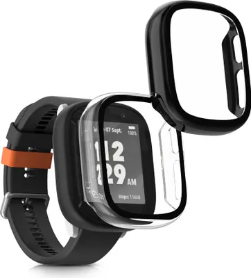 Produktbild von kwmobile 2x Cover kompatibel mit Xplora X6 Play Hülle - Fullbody Fitnesstracker Case Set aus Glas - Transparent Schwarz