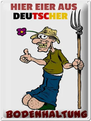Produktbild von Blechschild Eier aus deutscher Bodenhaltung, 40x30 cm, Blechschilder Spruch Hühner Tier Ei lustig