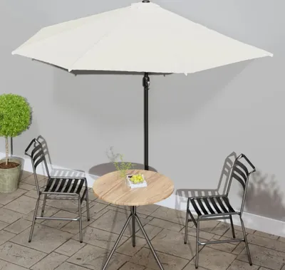 Produktbild von Balkon-Sonnenschirm mit Alu-Mast Sandfarben 300x155 cm Halbrund