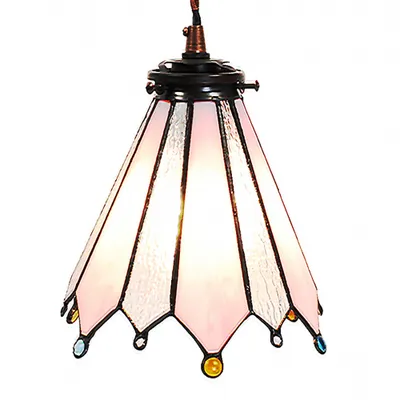 Immagine prodotto di Clayre & Eef lampada a sospensione Tiffany Ø 18x90 cm vetro rosa