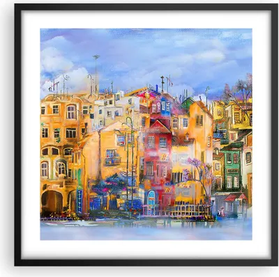 Produktbild von Gerahmtes Poster - Schwarzer Rahmen - Altstadt Mietshaus - 50x50 cm - Wand Bild - Wanddeko - Wandbilder - Kunstposter - Wandposter - Bilderrahmen - Bilder - Kunstdruck - Wandbild - P2BAC50x50-3419