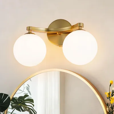 Wandleuchte Bad G9 Doppelfassung, kupferfarben, opalweiß, inkl. LED
