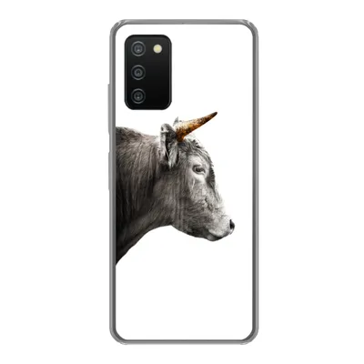 Produktbild von MuchoWow® Handyhülle Schutzhülle Hülle für Samsung Galaxy A03s Schottischer Highlander - Horn - Gold Silikon Softcase Handy Hülle - Schutz