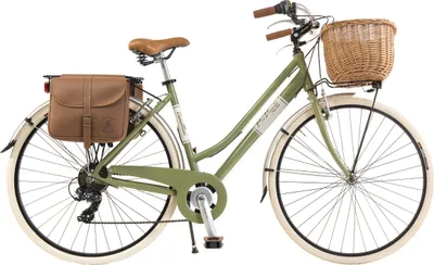 Produktbild von Via Veneto by Canellini rower miejski damski aluminiowy z koszykiem i torbą - oliwkowy 46